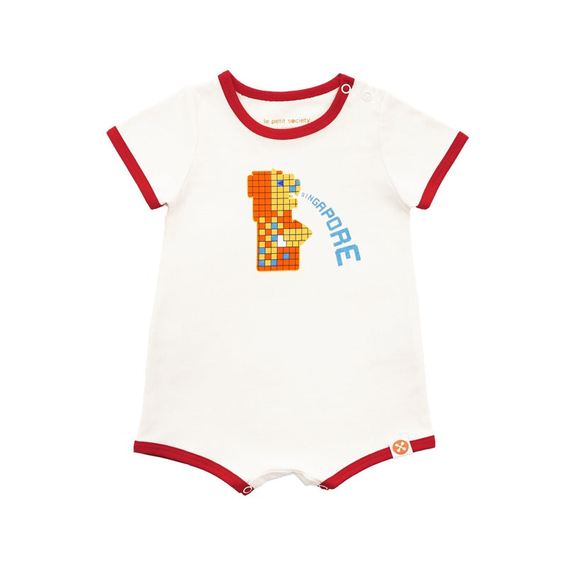 A Singapore Series - Merlion Baby Romper in Yellow by Le Petit Society