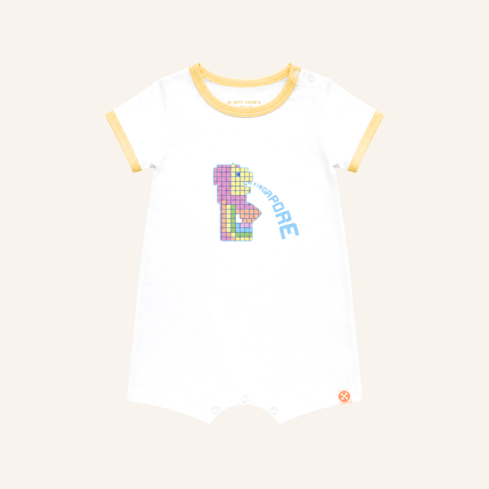 A Singapore Series - Merlion Baby Romper in White by Le Petit Society — image 5