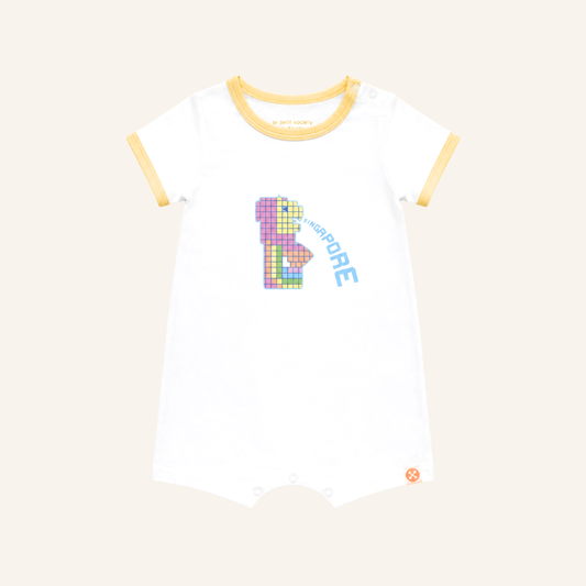A Singapore Series - Merlion Baby Romper in White by Le Petit Society