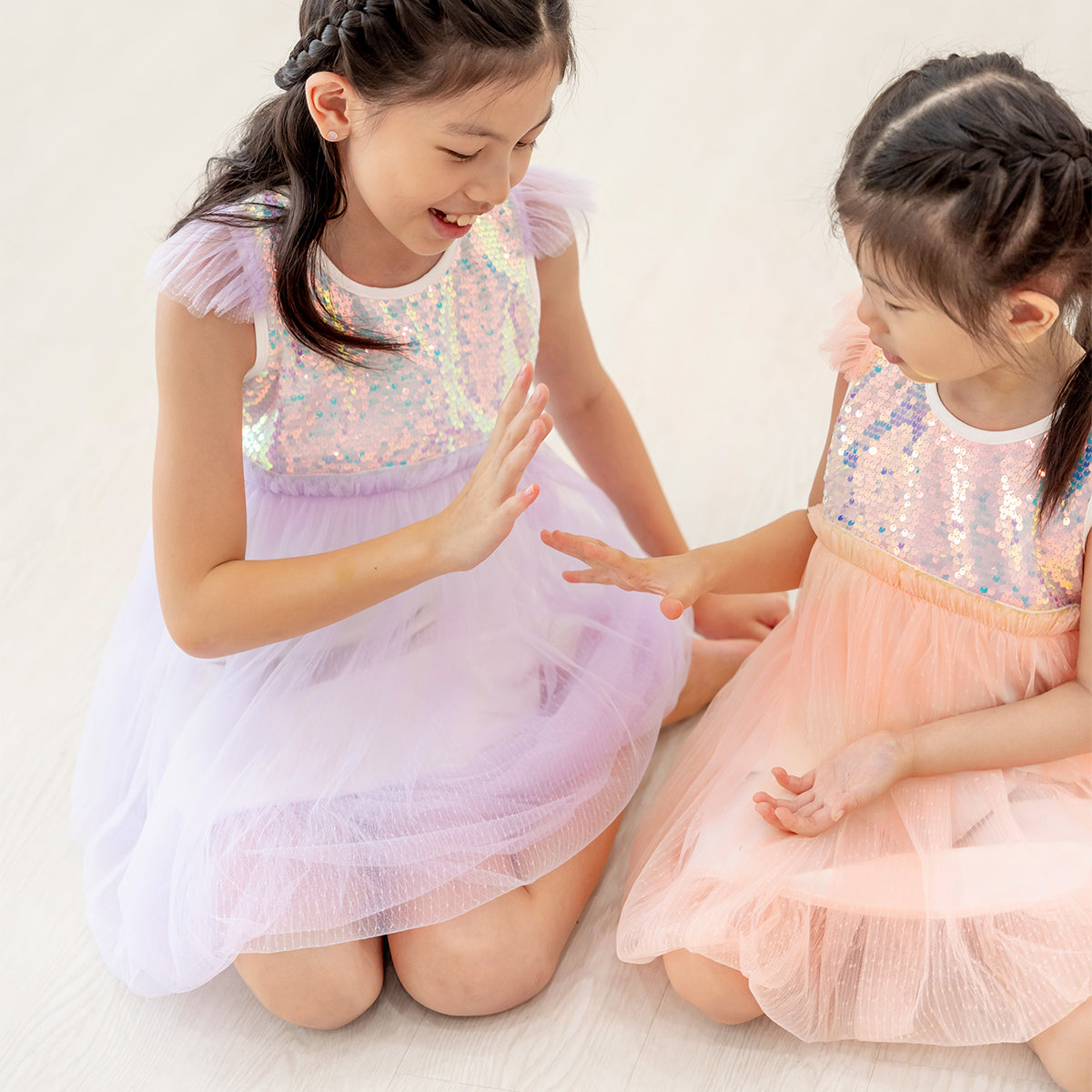 Flower Girl Series - Sequin Mini Bubble Dress in Lilac by Le Petit Society — image 2