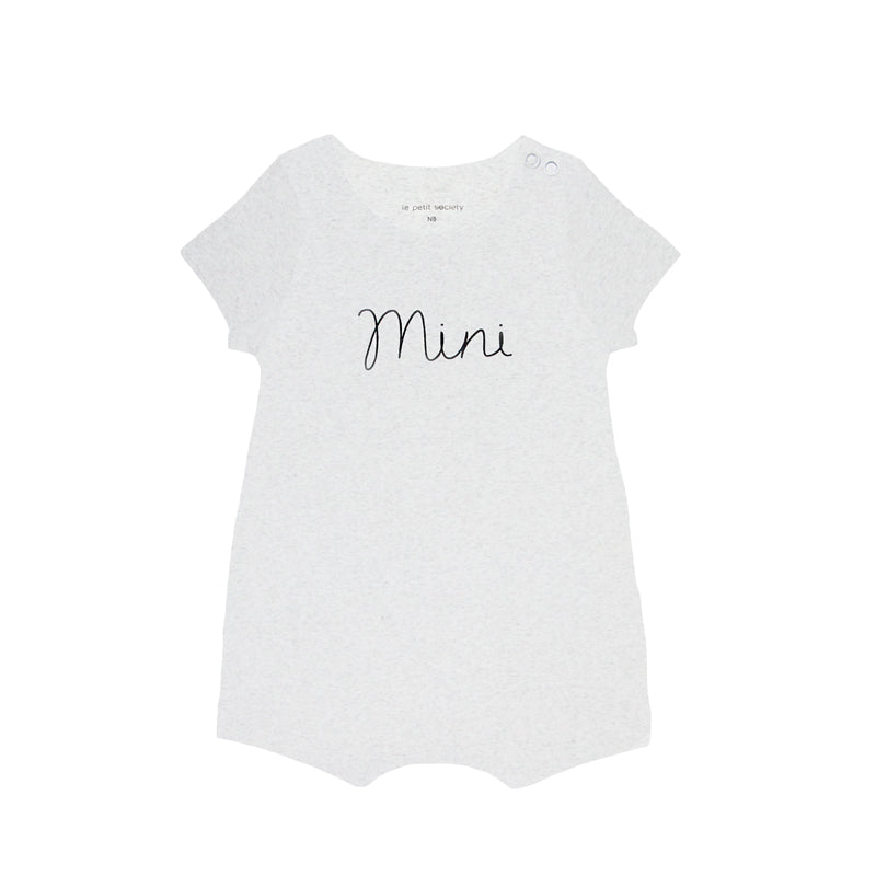 Family Tees - Mini Baby Short Sleeves Romper in Melange Grey by Le Petit Society