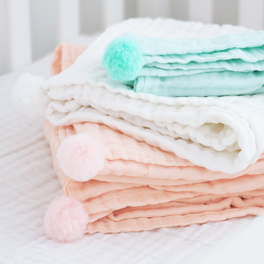 Keepsake Kids/Adult Single Blanket in Peach by Le Petit Society