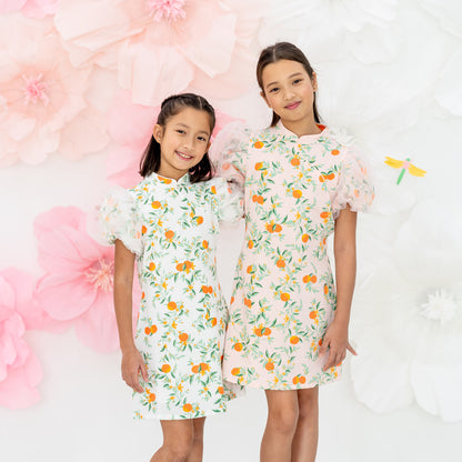 Mandarin Orange Series - Girls Cheongsam in Pink by Le Petit Society — image 5