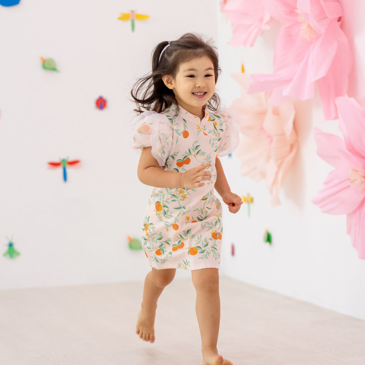 Mandarin Orange Series - Girls Cheongsam in Pink by Le Petit Society — image 4