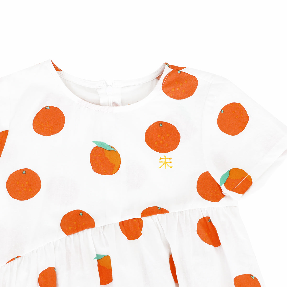 Mandarin Orange Series in Girls Asymmetrical Baby Doll Dress (Personalisable) by Le Petit Society — image 2