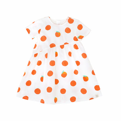 Mandarin Orange Series in Girls Asymmetrical Baby Doll Dress (Personalisable) by Le Petit Society — image 4