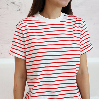 Family Tees - Personalisable Adult Striped Tee in Red (Unisex) by Le Petit Society — image 2
