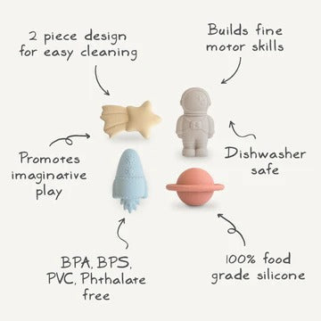 Bath Play Set (4 in pack) - Space by Mushie — image 2