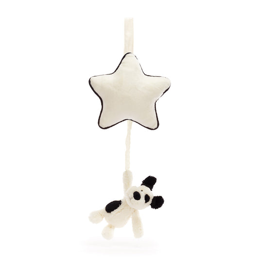 Bashful Black & Cream Puppy Musical Pull by Jellycat