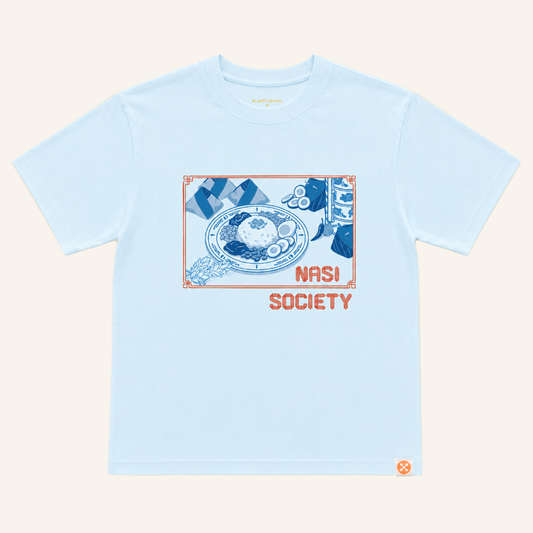 A Singapore Series - Nasi Society Adult Tee in Blue by Le Petit Society