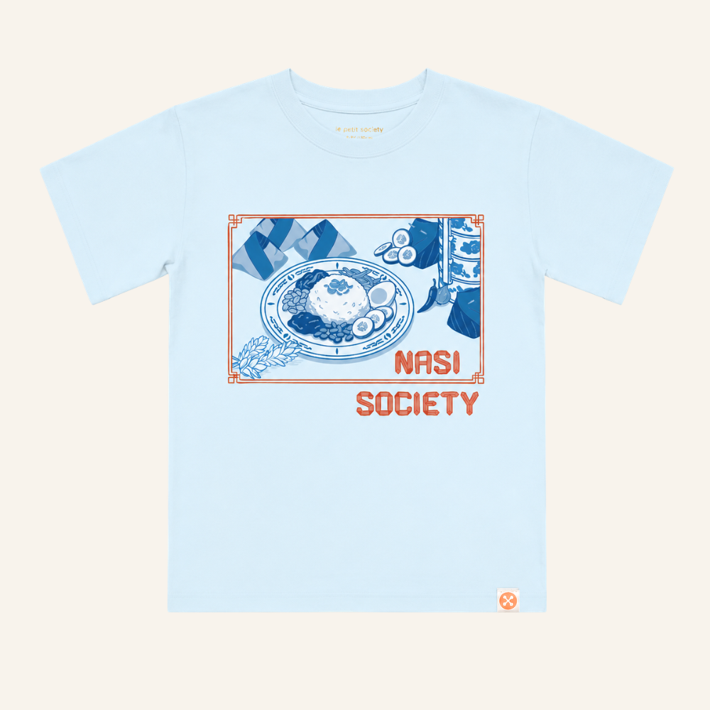 A Singapore Series - Nasi Society Kids Tee in Blue by Le Petit Society — image 2