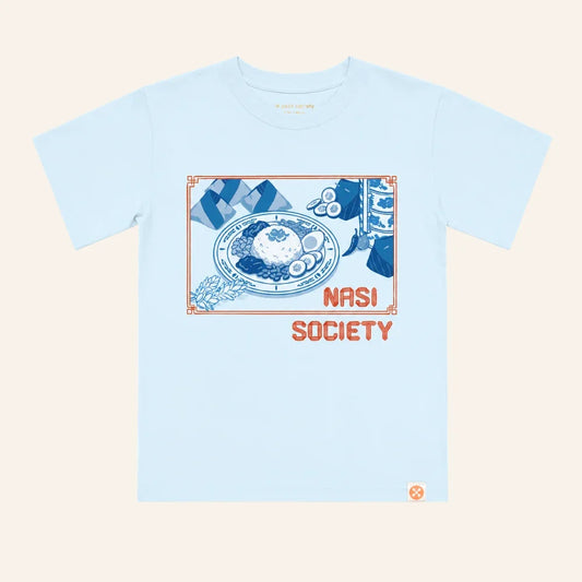 A Singapore Series - Nasi Society Kids Tee in Blue by Le Petit Society — image 2
