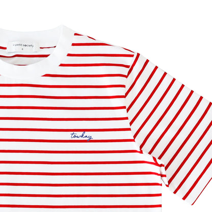 Family Tees - Personalisable Adult Striped Tee in Red (Unisex) by Le Petit Society — image 6