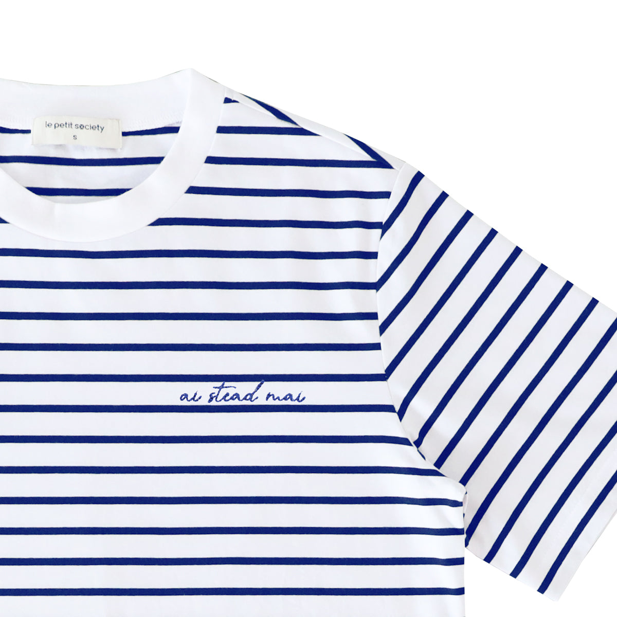 Family Tees - Personalisable Adult Striped Tee in Navy (Unisex) by Le Petit Society — image 8