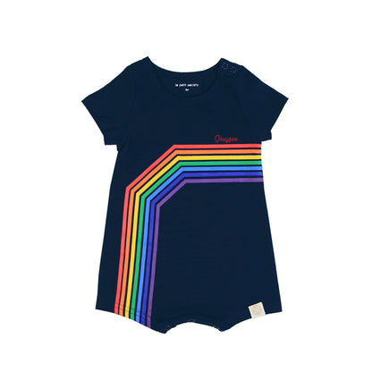 Rainbow Series - Baby Romper in Dark Navy (Left Arc) by Le Petit Society — image 2