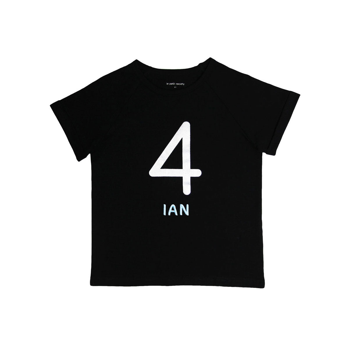 Number 4 Tee in Black/Silver by Le Petit Society