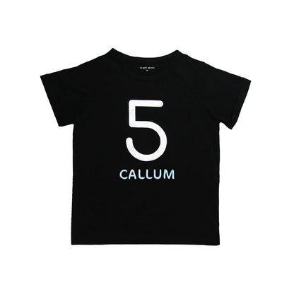 Number 5 Tee in Black/Silver by Le Petit Society
