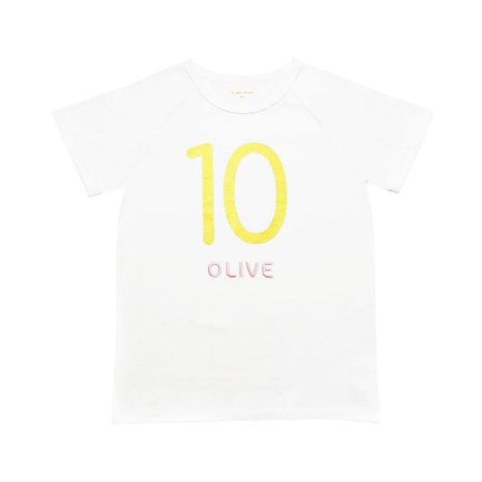 Number 10 Tee in White/Gold by Le Petit Society