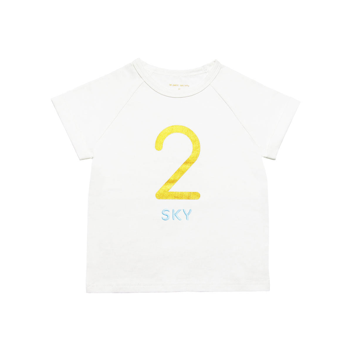 Number 2 Tee in White/Gold by Le Petit Society — image 3