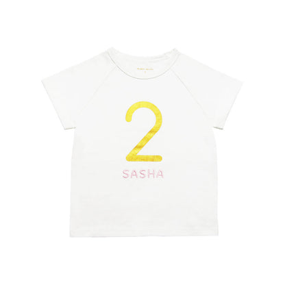 Number 2 Tee in White/Gold by Le Petit Society