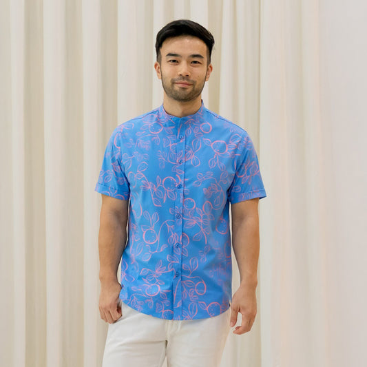 Mandarin Orange Series - Men‘s Shirt in Blue (Classic Fit) by Le Petit Society