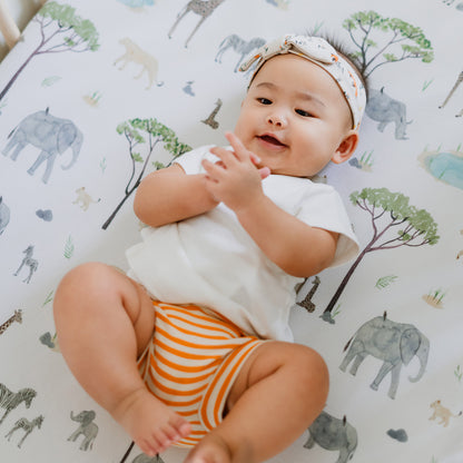 Baby Organic Boxer Shorts in Orange Stripes Print by Le Petit Society — image 3