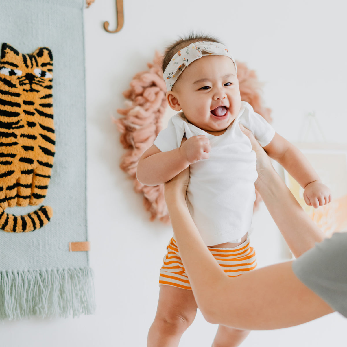 Baby Organic Boxer Shorts in Orange Stripes Print by Le Petit Society — image 7