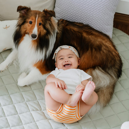 Baby Organic Boxer Shorts in Orange Stripes Print by Le Petit Society — image 8