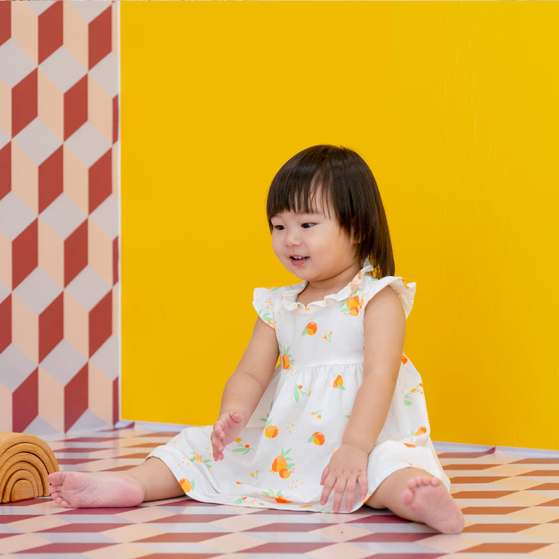 Mandarin Orange Series - Baby Girl Cheongsam in White by Le Petit Society — image 4