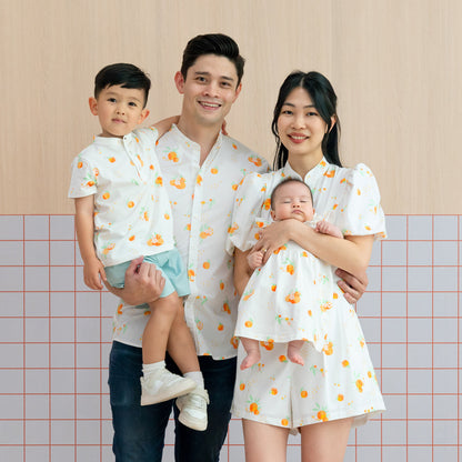 Mandarin Orange Series - Boy's Jersey Shirt in White by Le Petit Society — image 3