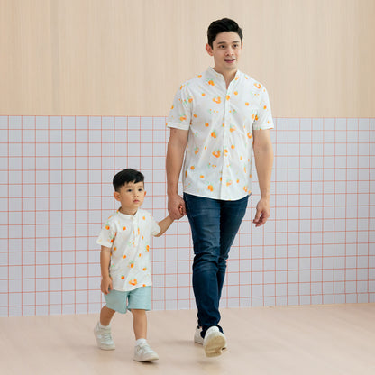 Mandarin Orange Series - Boy's Jersey Shirt in White by Le Petit Society — image 5