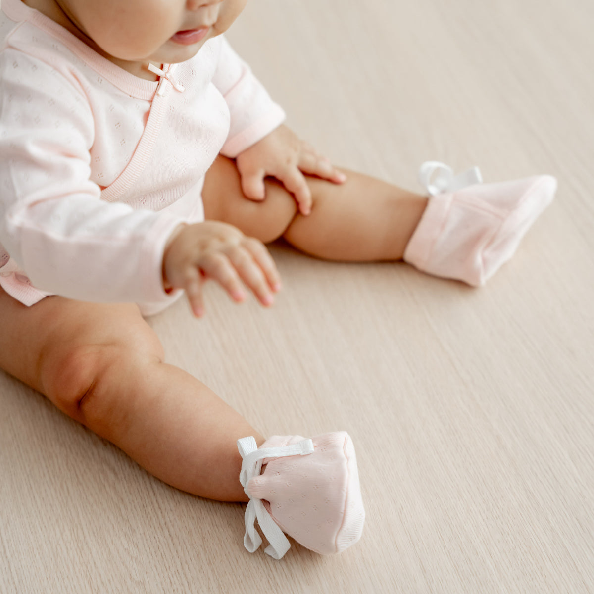 Organic Baby Booties in Pink by Le Petit Society — image 2