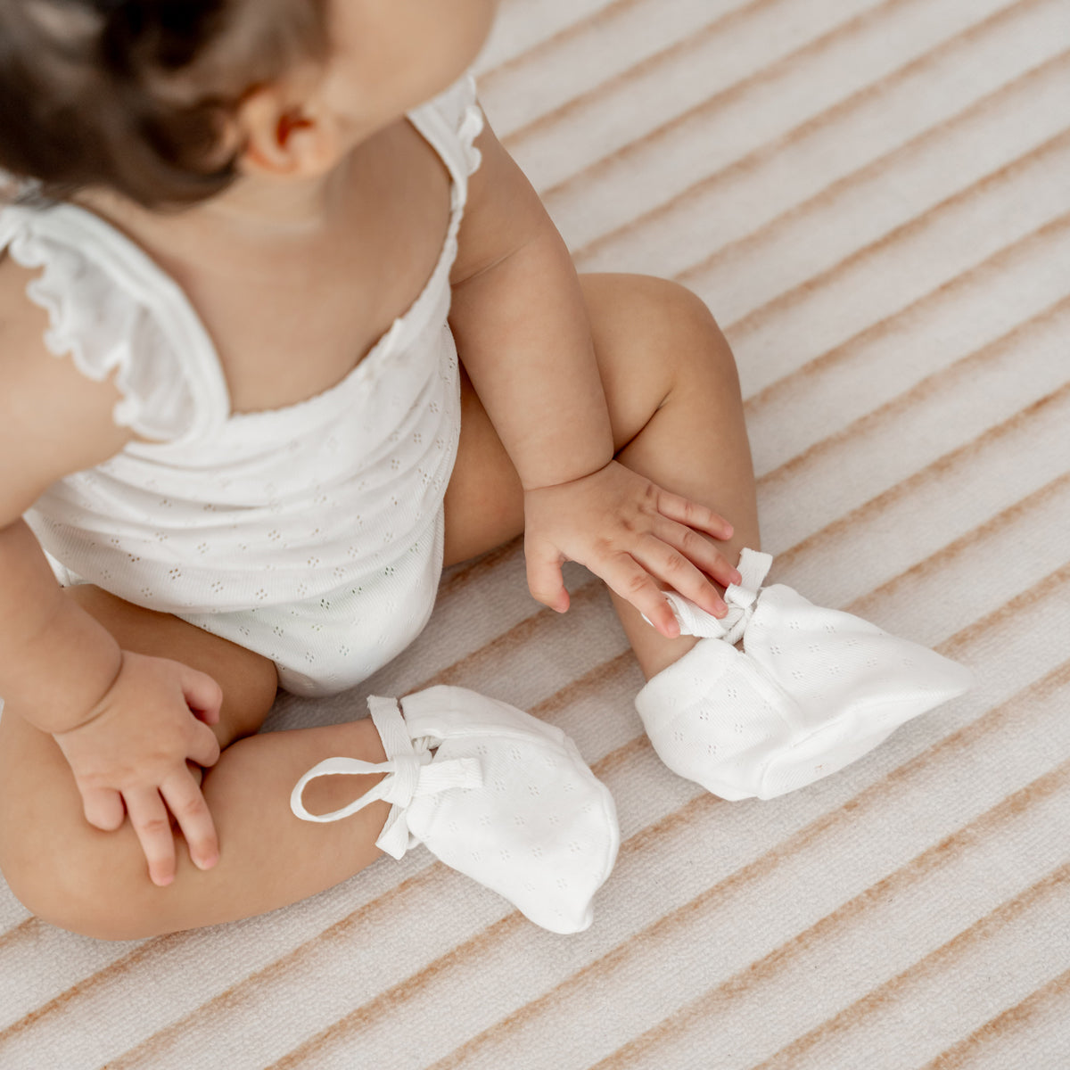 Organic Baby Booties in White by Le Petit Society — image 7