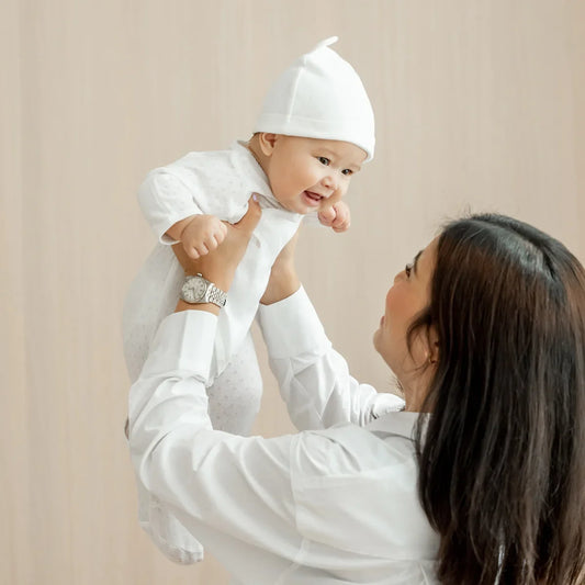 Organic Baby Long Sleeve Kimono Sleepsuit in White by Le Petit Society — image 2