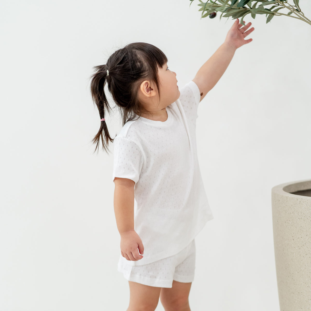Organic Kids Short Sleeves PJ Set in White by Le Petit Society — image 9