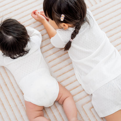 Organic Kids Short Sleeves PJ Set in White by Le Petit Society — image 6