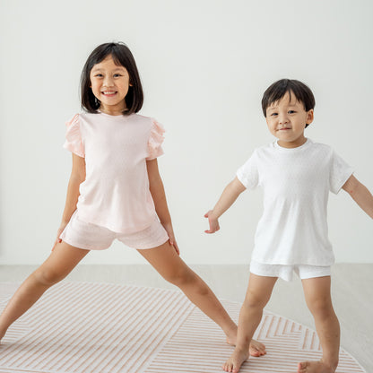 Organic Kids Short Sleeves PJ Set in White by Le Petit Society — image 2