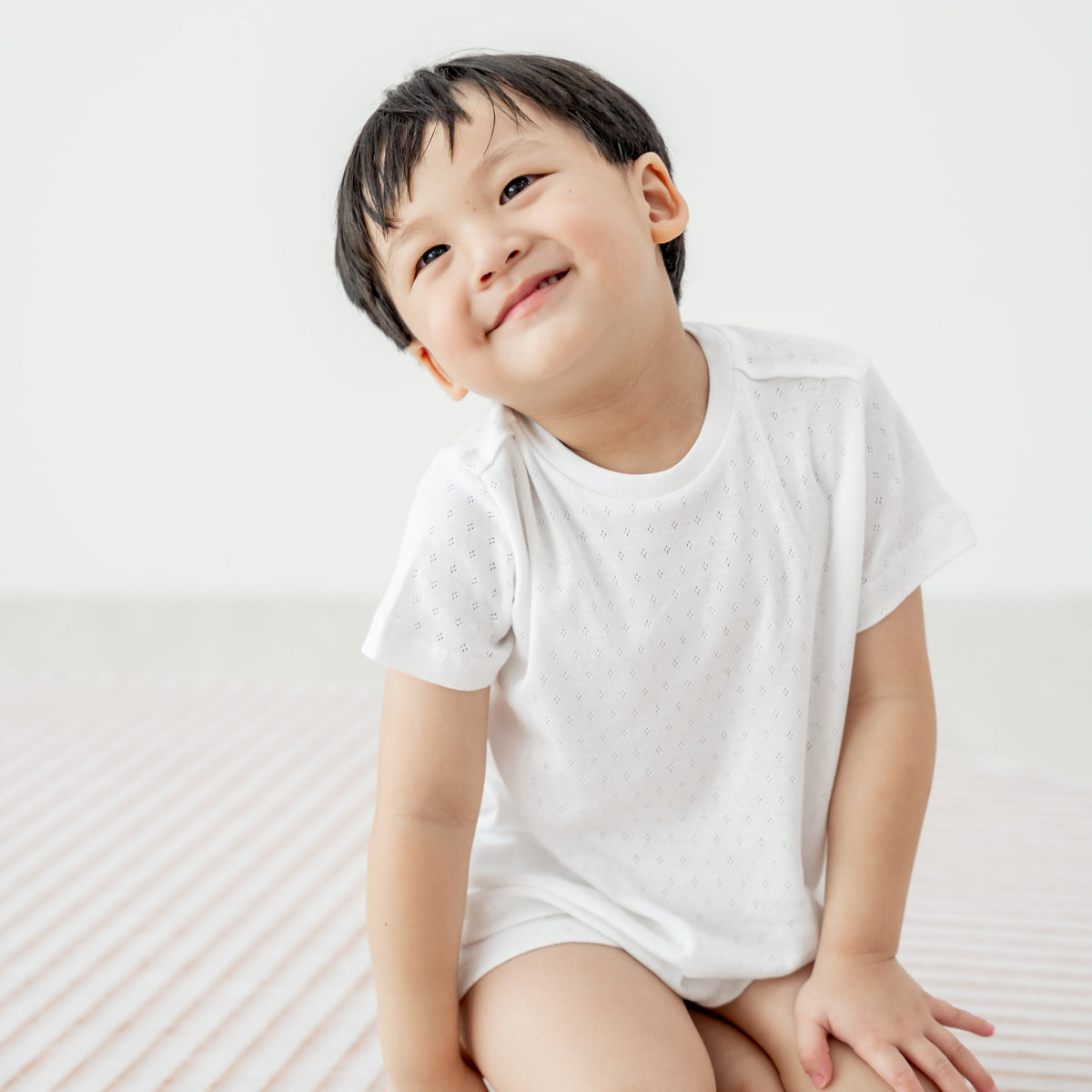 Organic Kids Short Sleeves PJ Set in White by Le Petit Society — image 8