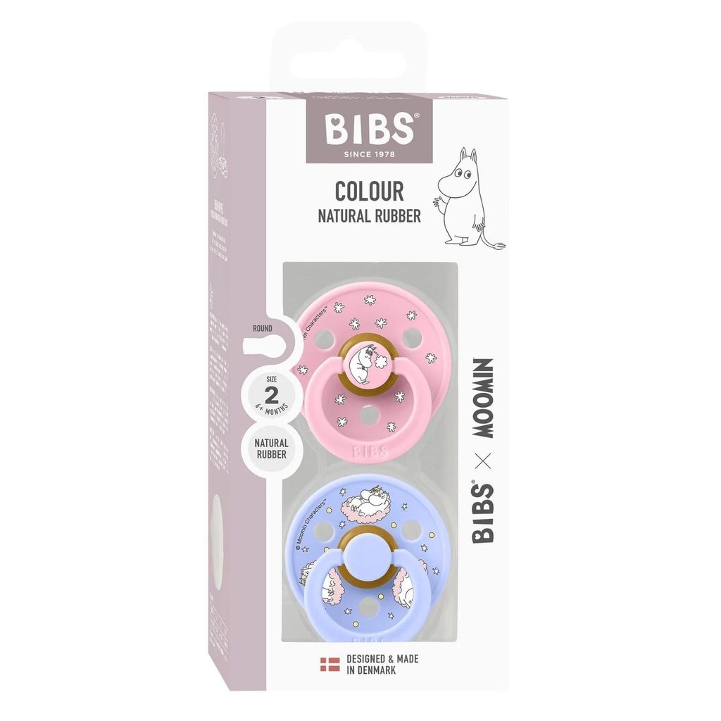 Colour Pacifier Twin Pack Dreaming Latex (Baby Pink Mix) by BIBS x Moomins — image 4