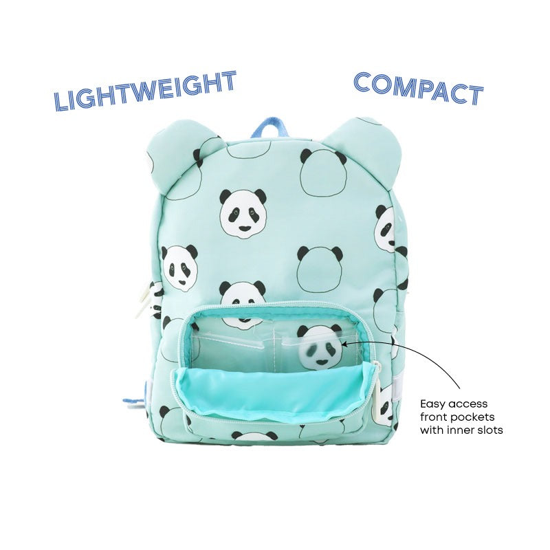 Infographic showing the inner slots of a front pocket of a preschool bag.
