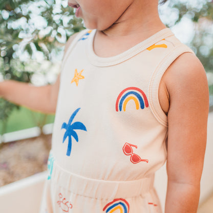 Resort Series - Kids Ribbed Jumpsuit in Paradise Print by Le Petit Society — image 4