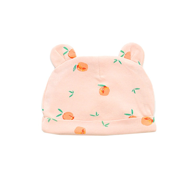 Baby Organic Bear Hat in Peach Print by Le Petit Society — image 3