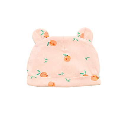 Baby Organic Bear Hat in Peach Print by Le Petit Society — image 3