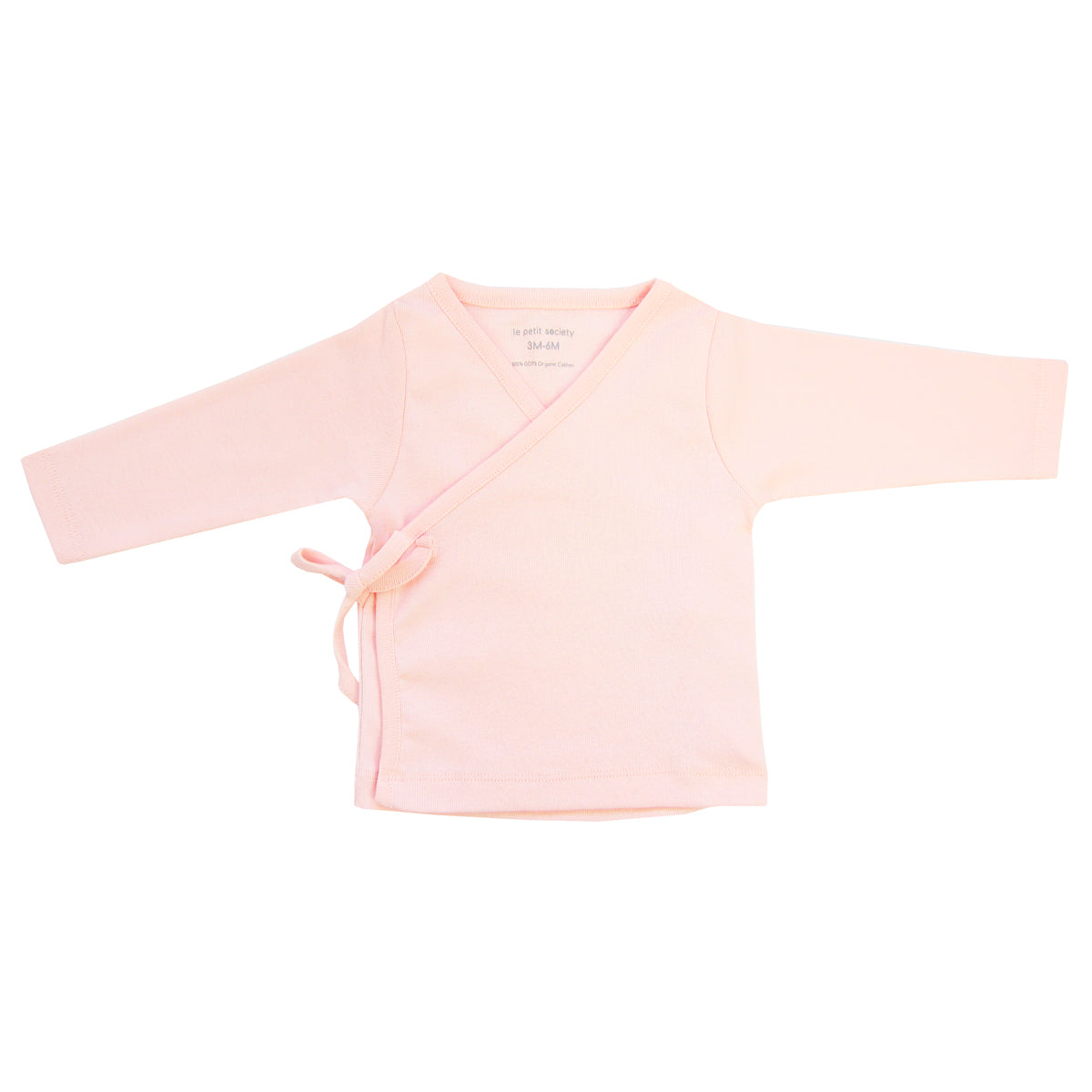 Baby Organic Long Sleeves Kimono Top in Pink by Le Petit Society