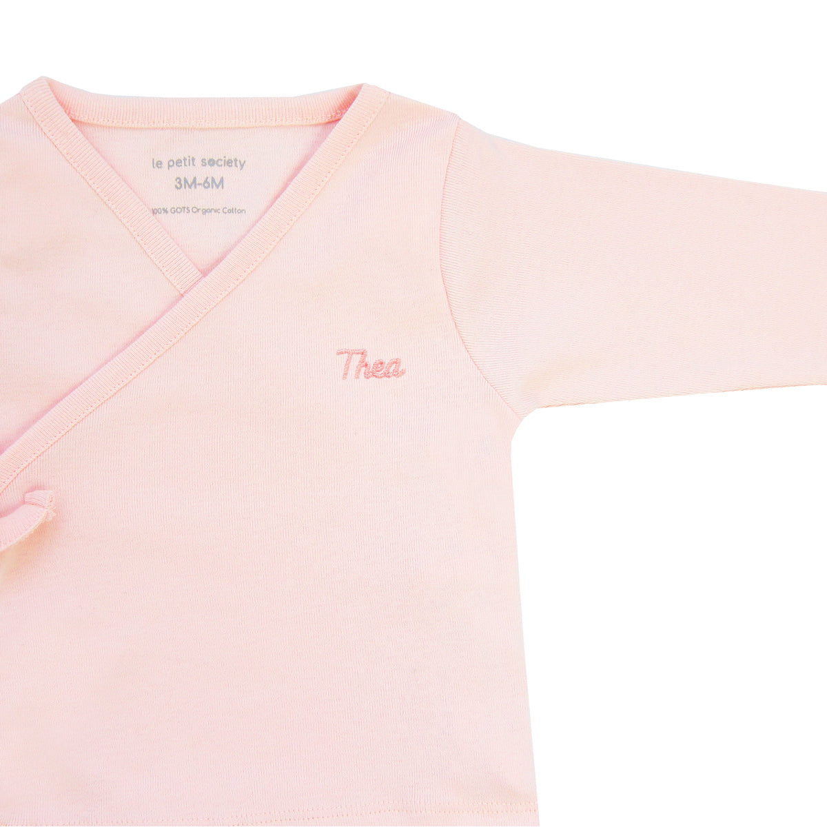 Baby Organic Long Sleeves Kimono Top in Pink by Le Petit Society — image 2