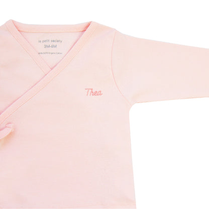 Baby Organic Long Sleeves Kimono Top in Pink by Le Petit Society — image 2