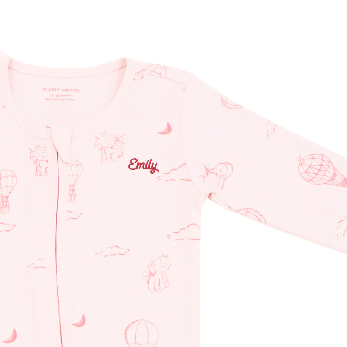 Baby Organic Sleepsuit in Dreamy Dragon - Pink by Le Petit Society — image 3