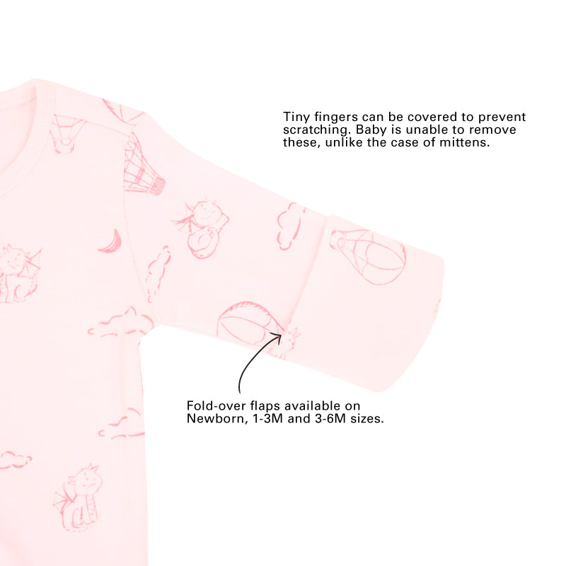 Baby Organic Sleepsuit in Dreamy Dragon - Pink by Le Petit Society — image 6