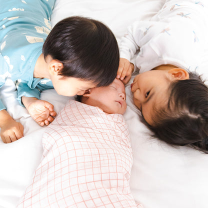 Baby Organic Swaddle in Pink Grid by Le Petit Society — image 7