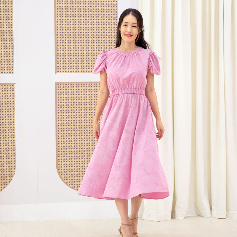 Heritage Series - Ladies Cutout Dress in Pink Orchid Print by Le Petit Society — image 8